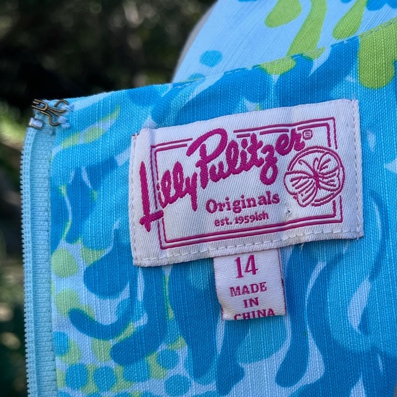 Lilly Pulitzer vintage "Aquamarine Seeing Things" shift dress - size 14 - Picture 2 of 4